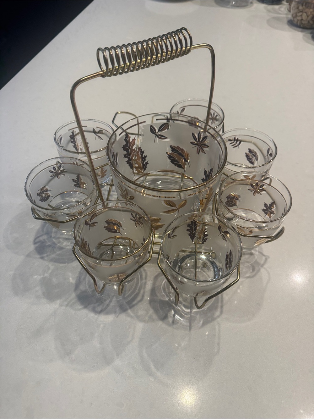 Libbey Clear Glass Beverage Set with Gold 9 pc